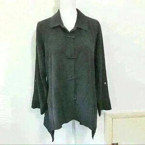 Apropos Black Toggle Button Down Asymmetric Tunic